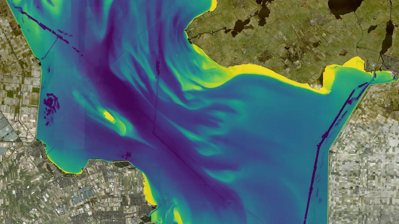 Depth map of a Dutch lake revealing channels and shallows